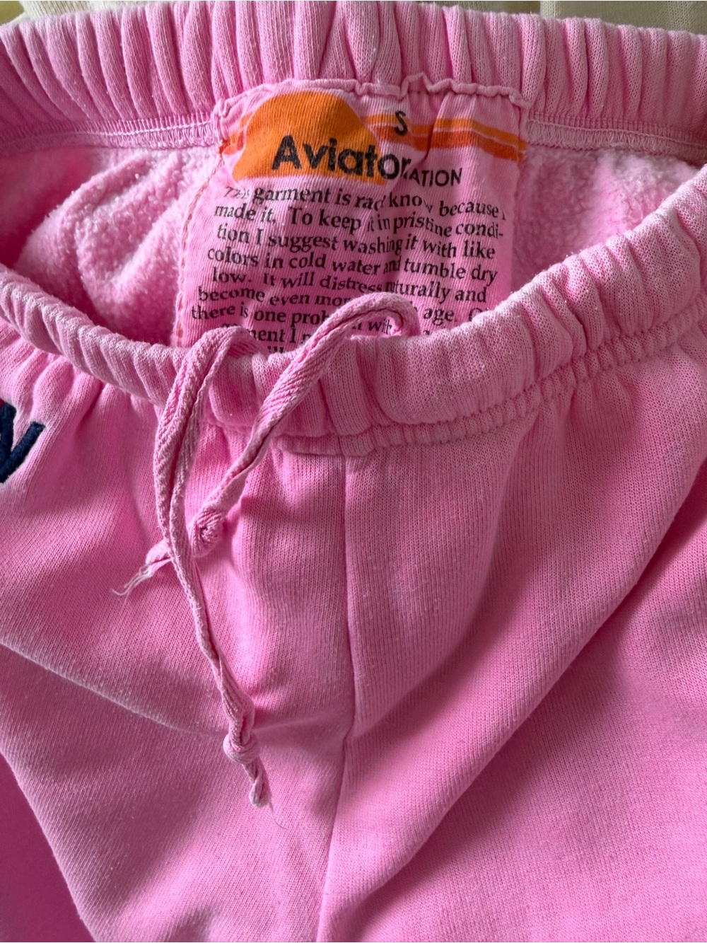 Aviator Nation Pink Sweatpants with Rainbow Side Stripes - Picture 4 of 5